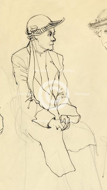 Seated woman in hat, 1953. Creator: Shirley Markham.