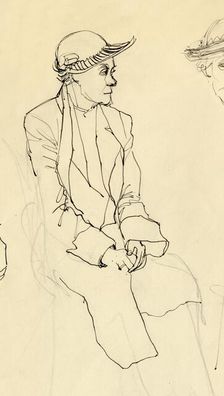 Seated woman in hat, 1953. Creator: Shirley Markham