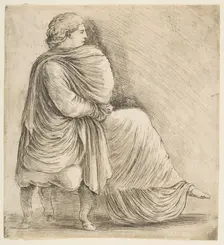 Seated Woman in Profile after Antique Bas Relief, ca. 1660. Creator: Stefano della Bella