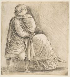 Seated Woman in Profile after Antique Bas Relief, ca. 1660. Creator: Stefano della Bella