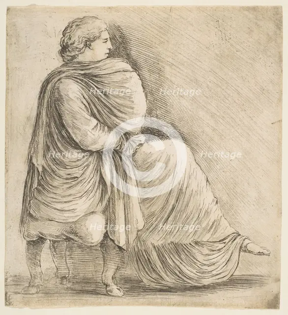 Seated Woman in Profile after Antique Bas Relief, ca. 1660. Creator: Stefano della Bella.