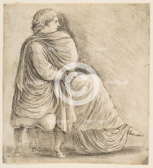 Seated Woman in Profile after Antique Bas Relief, ca. 1660. Creator: Stefano della Bella.