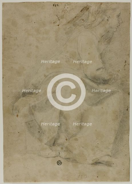 Seated Woman in Profile to Right, n.d. Creator: Domenico Fiasella.