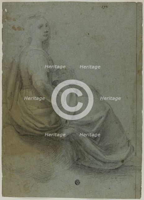 Seated Woman in Profile, to Right, n.d. Creator: Domenico Fiasella.