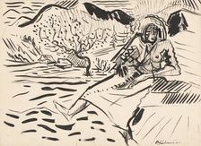 Seated Woman in the Countryside, about 1942. Creator: Arnold Peter Weisz-Kubincan