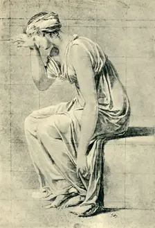 Seated woman, late 18th-early 19th century, (1943). Creator: Jacques-Louis David