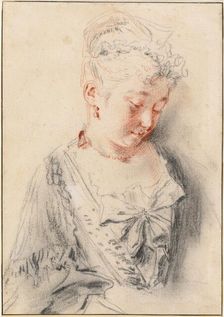 Seated Woman Looking Down, c. 1720/1721. Creator: Jean-Antoine Watteau