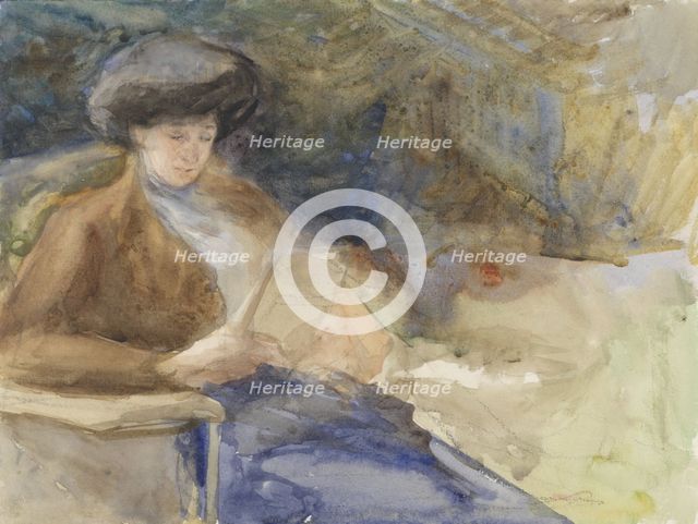Seated woman reading, 1865-1913. Creator: Abrahamina Arnolda Louisa Hubrecht.