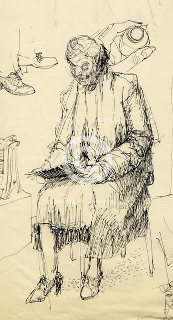 Seated woman reading, 1953. Creator: Shirley Markham.