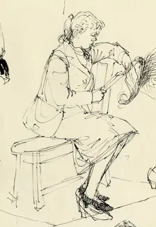 Seated woman reading, 1953. Creator: Shirley Markham