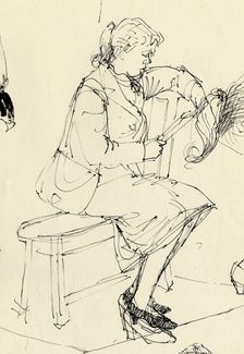 Seated woman reading, 1953. Creator: Shirley Markham