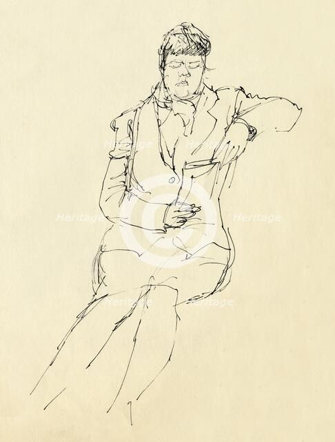 Seated woman reading, 1953. Creator: Shirley Markham.