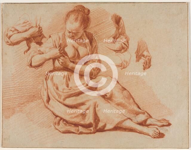 Seated Woman Searching for Fleas, c. 1671. Creator: Adriaen van de Velde (Dutch, 1636-1672).