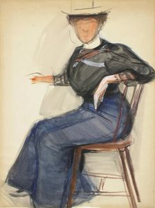 Seated woman, sketch, 1905. Creator: Verner Thome