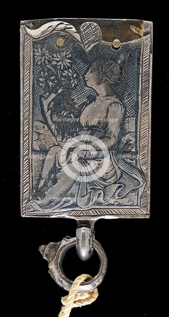 Seated Woman Turned Left, Holding a Flowering Branch. Creator: Unknown.