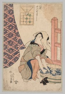 Seated Woman Washing Clothes in a Wooden Tub, 1786-1864. Creator: Gototei Kunisada (Japanese, 1786-1864)