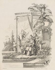 Seated Woman with Children and Servants, ca. 1738-45. Creator: Gabriel Huquier