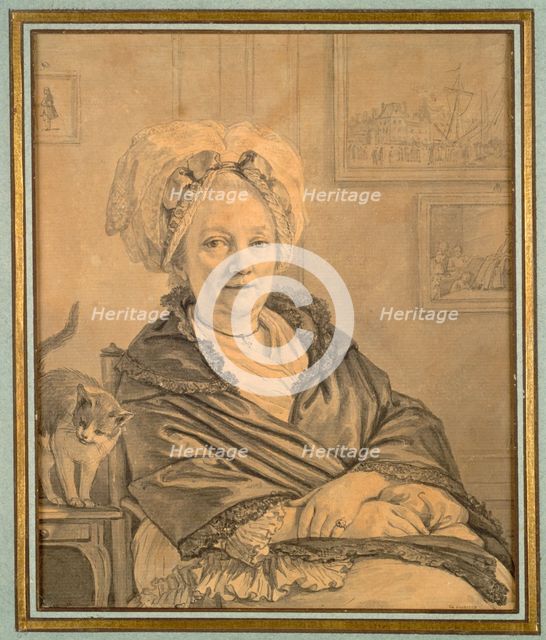 Seated Woman with a Cat, c. 1776. Creator: Jean-Michel the Younger Moreau (French, 1741-1814).
