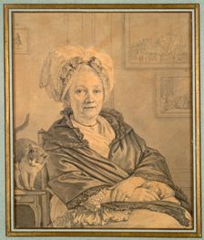 Seated Woman with a Cat, c. 1776. Creator: Jean-Michel the Younger Moreau (French, 1741-1814)