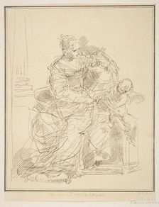 Seated woman with a putto, 1775. Creator: Unknown