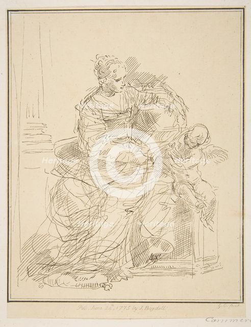 Seated woman with a putto, 1775. Creator: Unknown.