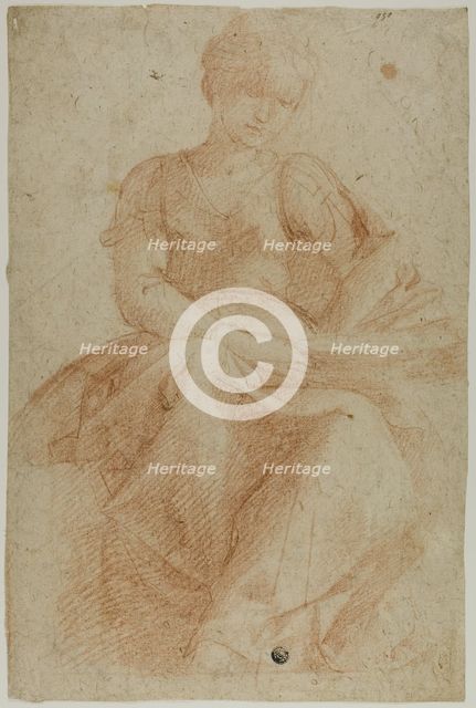 Seated Woman with Book, n.d. Creator: Domenico Fiasella.
