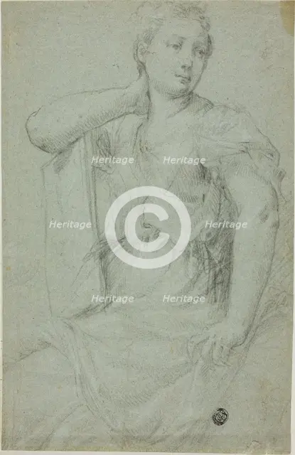 Seated Woman with Folio Resting on Her Lap, n.d. Creator: Unknown.