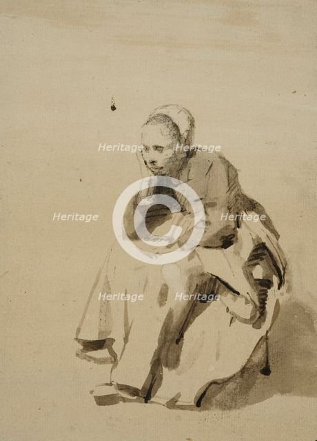 Seated woman with head in hand. Creator: Abraham Van Dyck.