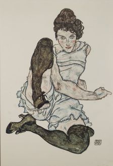 Seated Woman with Legs Drawn Up, 1917. Artist: Schiele, Egon (1890-1918)