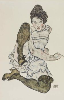 Seated Woman with Legs Drawn Up, 1917. Creator: Schiele, Egon (1890-1918)