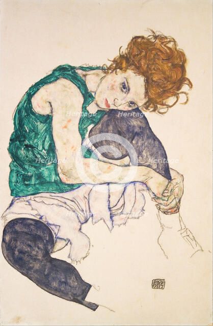 Seated Woman with Legs Drawn Up (Adele Herms). Artist: Schiele, Egon (1890–1918)