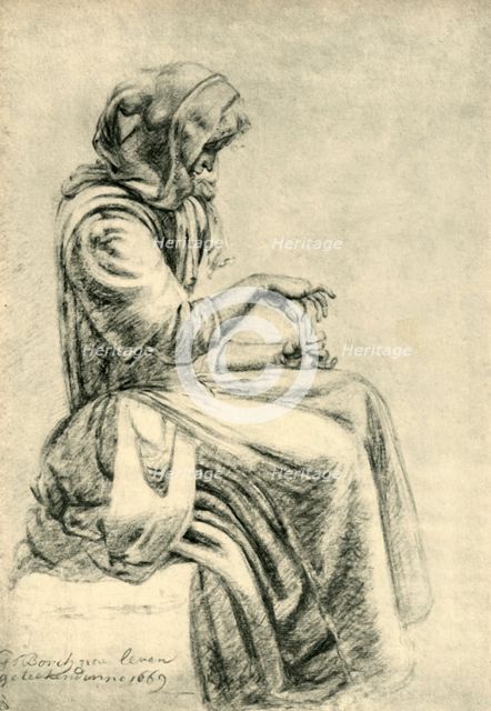 Seated woman with playing cards, 1669, (1943).  Creator: Pupil of Gerard ter Borch II.