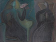 Seated women, 1920-1930. Creator: Karol Polónyi