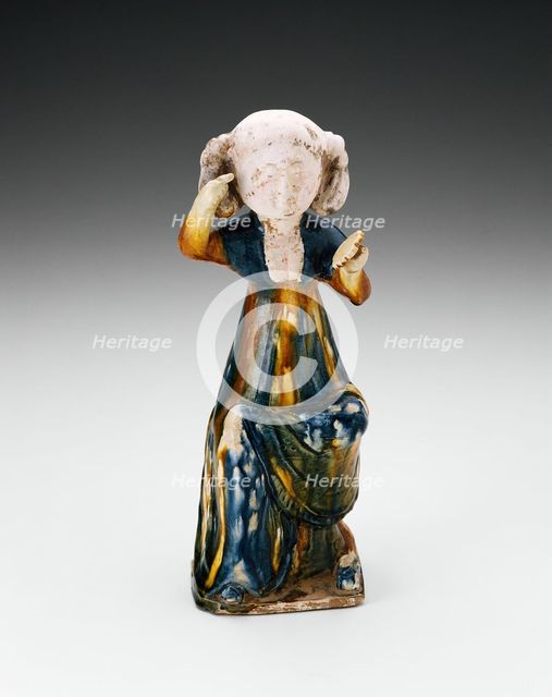 Seated Women Holding Mirror, Tang dynasty (A.D. 618-907), first half of 8th century. Creator: Unknown.