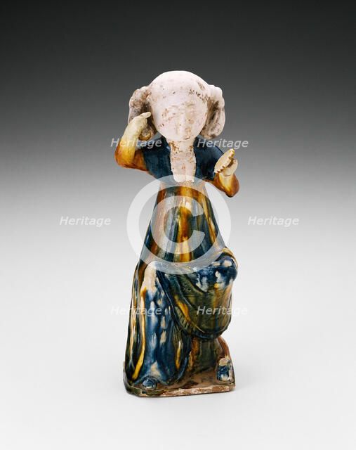 Seated Women Holding Mirror, Tang dynasty (A.D. 618-907), first half of 8th century. Creator: Unknown.