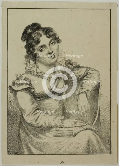 Seated Young Woman Holding an Open Book, 1817. Creator: Vivant Denon.