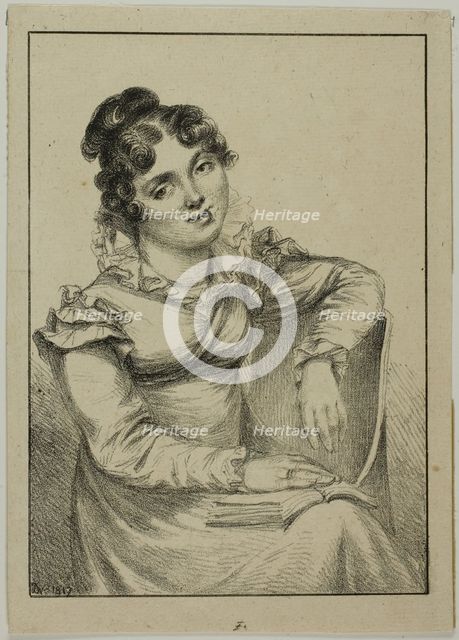 Seated Young Woman Holding an Open Book, 1817. Creator: Vivant Denon.
