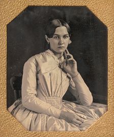 Seated Young Woman with Hand Raised to Jawline, 1840s-50s. Creator: Unknown
