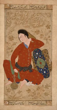 Seated Youth Leaning on a Bolster, c1605. Creator: Unknown