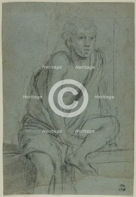 Seated Youth: Study for Flagellation of Saint Andrew, c.1608. Creator: Domenichino.