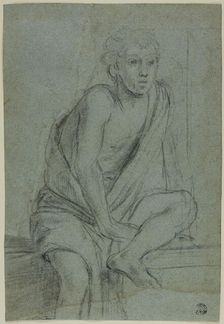 Seated Youth: Study for Flagellation of Saint Andrew, c.1608. Creator: Domenichino
