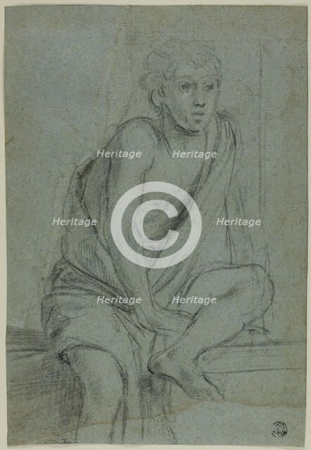 Seated Youth: Study for Flagellation of Saint Andrew, c.1608. Creator: Domenichino.