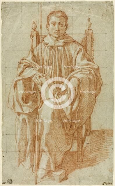 Seated Youth Wearing a Monk's Habit: Study for Saint Benedict, 1590. Creator: Bartolomeo Cesi.