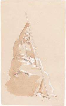 Seated Youth with a Staff, c. 1815. Creator: William Etty
