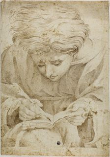 Seated Youth Writing in Book, 17th/18th century. Creator: After Raffaello Sanzio, called Raphael Italian, 1483-1544