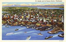 Seattle and its harbour, Washington, USA, 1936