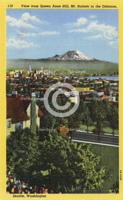 Seattle and Mount Rainier, Washington, USA, 1942. Artist: Unknown