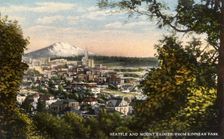 Seattle and Mount Rainier from Kinnear Park, Washington, USA, 1910s
