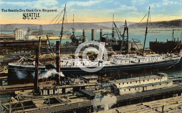 Seattle Dry Dock Company's shipyard, Seattle, Washington, USA, 1911. Artist: Unknown