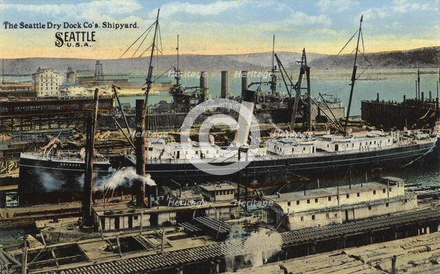 Seattle Dry Dock Company's shipyard, Seattle, Washington, USA, 1911. Artist: Unknown